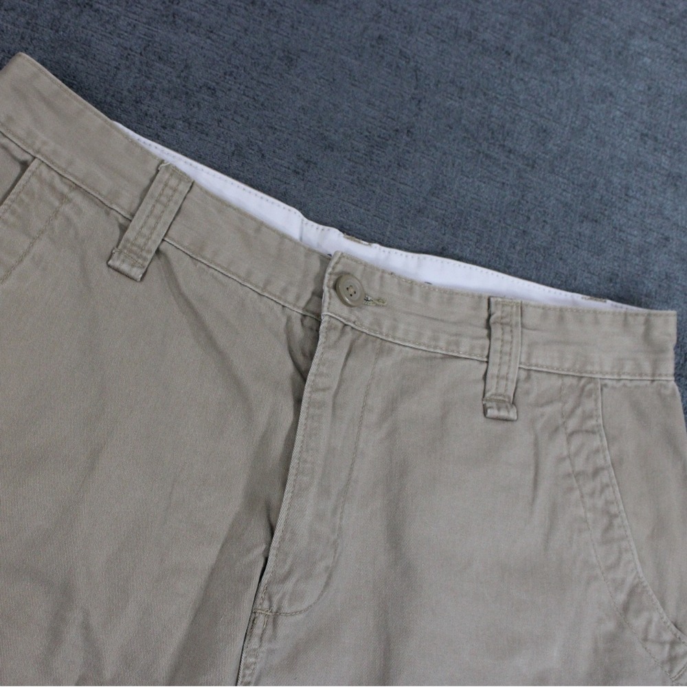 Nautica Jeans Co Mens Khaki Cargo Shorts Size 34W Cotton Twill Tan Utility